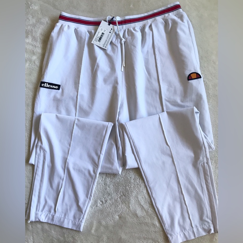 Ellesse Franky White Track Pants with Drawstring